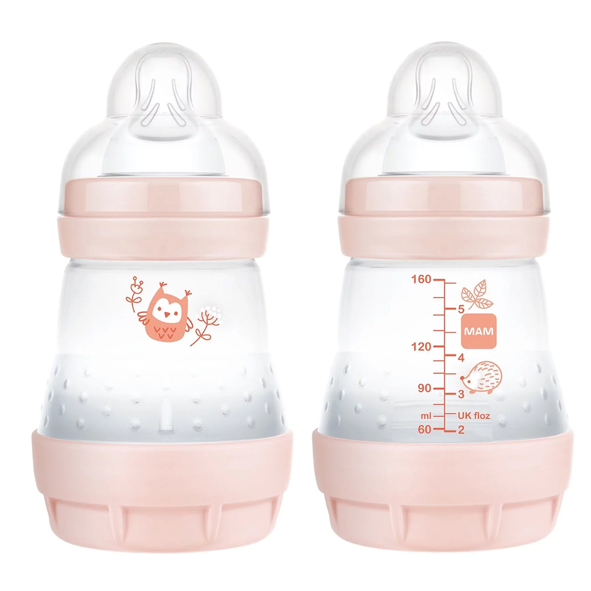 Biberón Mam Baby Easy Start 5oz 2pz Rosa Búho.