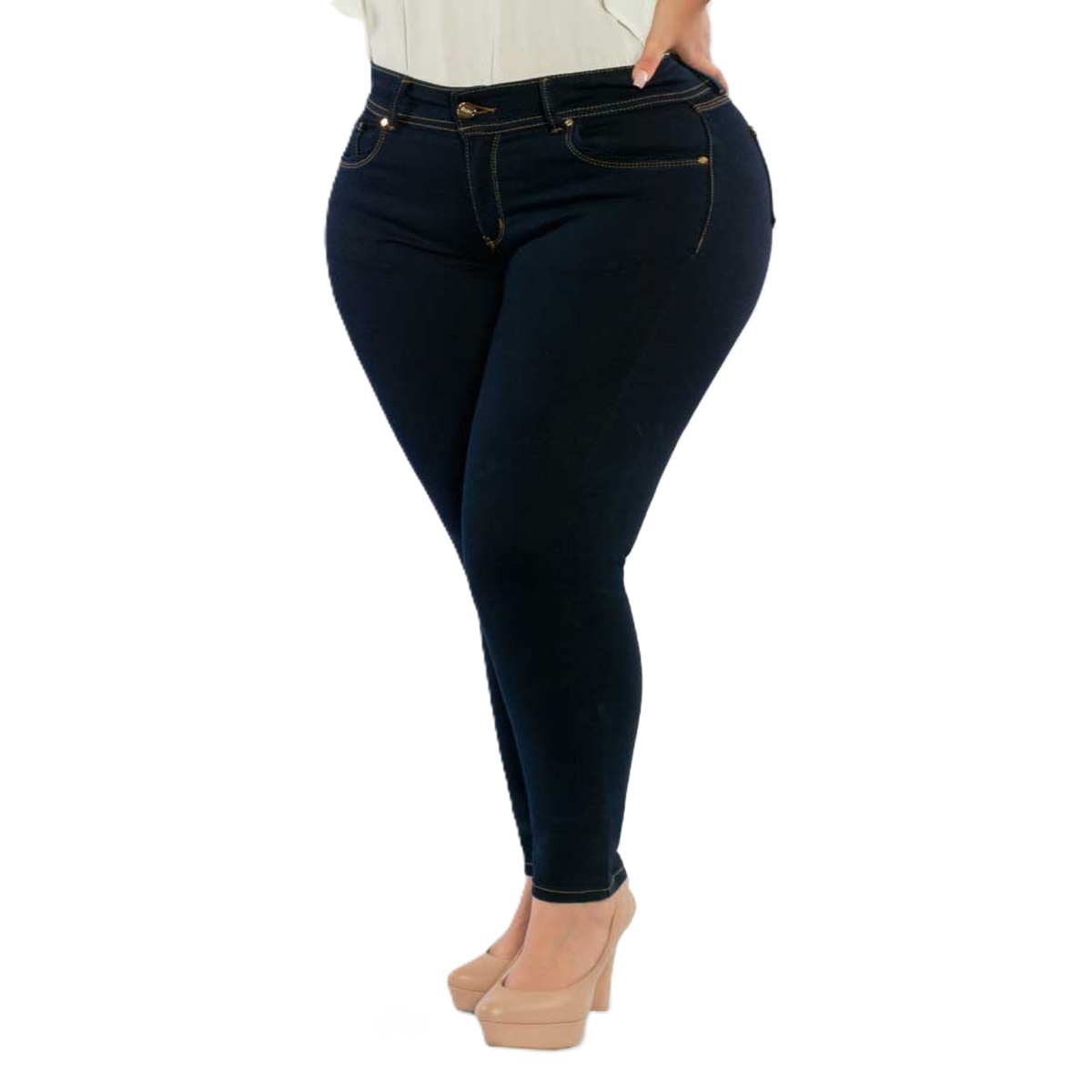 PANTALÓN DE MEZCLILLA CORTE RECTO DE DAMA TALLA GRANDE