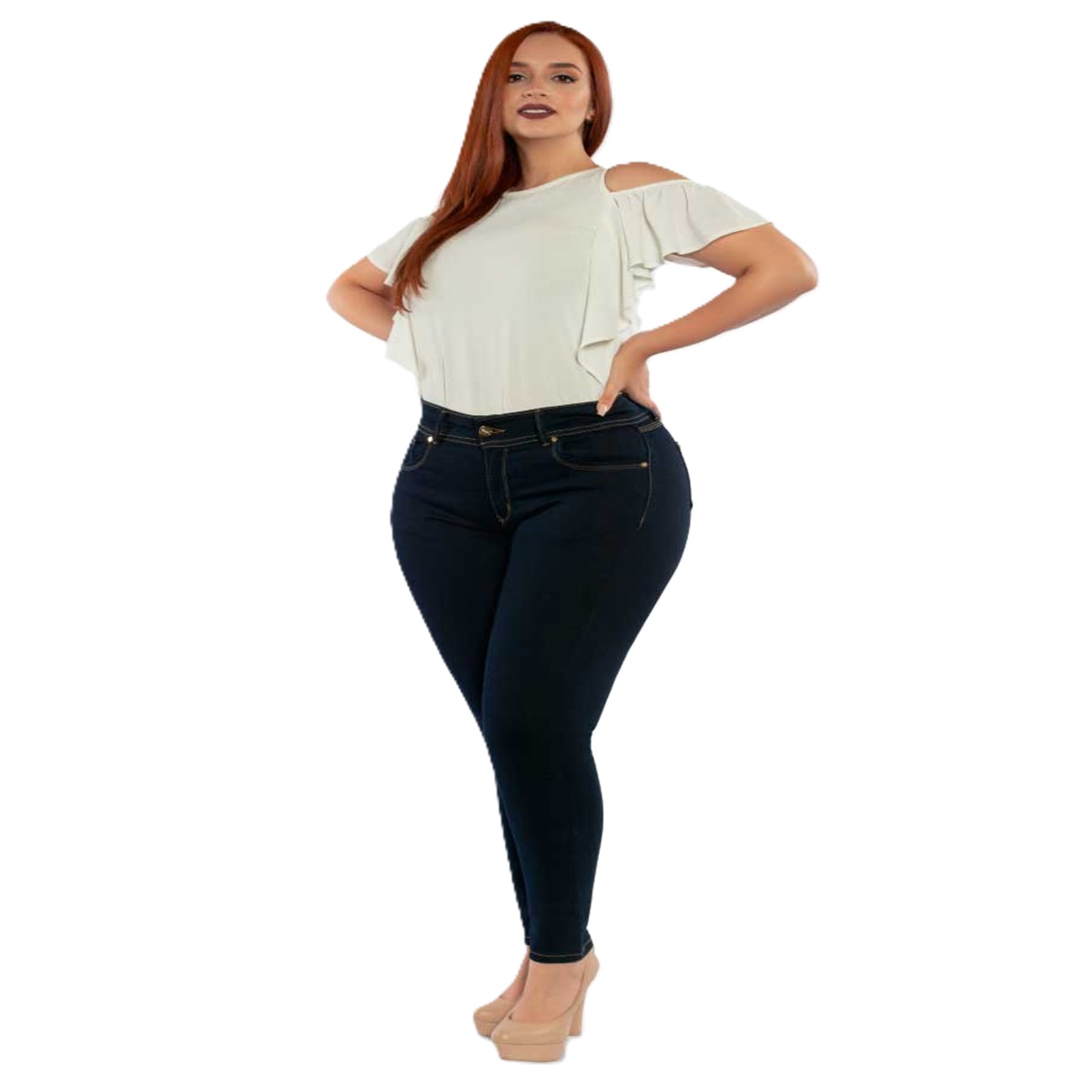 PANTALÓN DE MEZCLILLA CORTE RECTO DE DAMA TALLA GRANDE