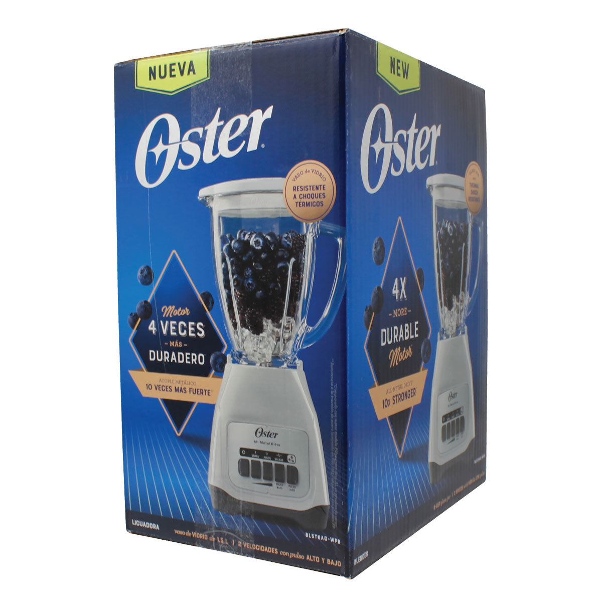 Licuadora 2 Vel + 2 Pulso Vaso de vidrio Blanca Oster BLSTKAGWPB.