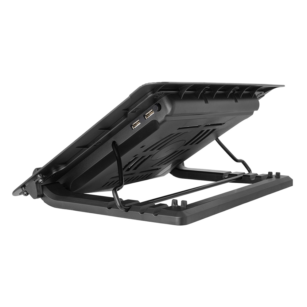 Ventilador metálico para laptop de múltiples posiciones Green Leaf, color negro 18-9608.