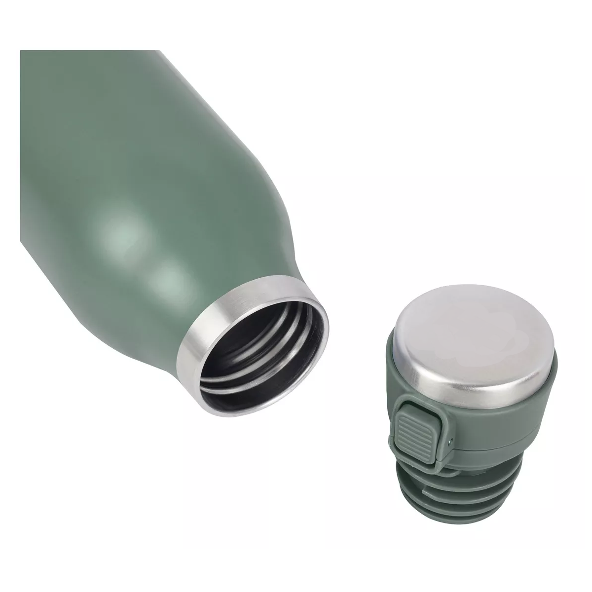 Termo De Acero Inoxidable Grande 750 Ml Botella Antiderrame Color Verde Musgo.