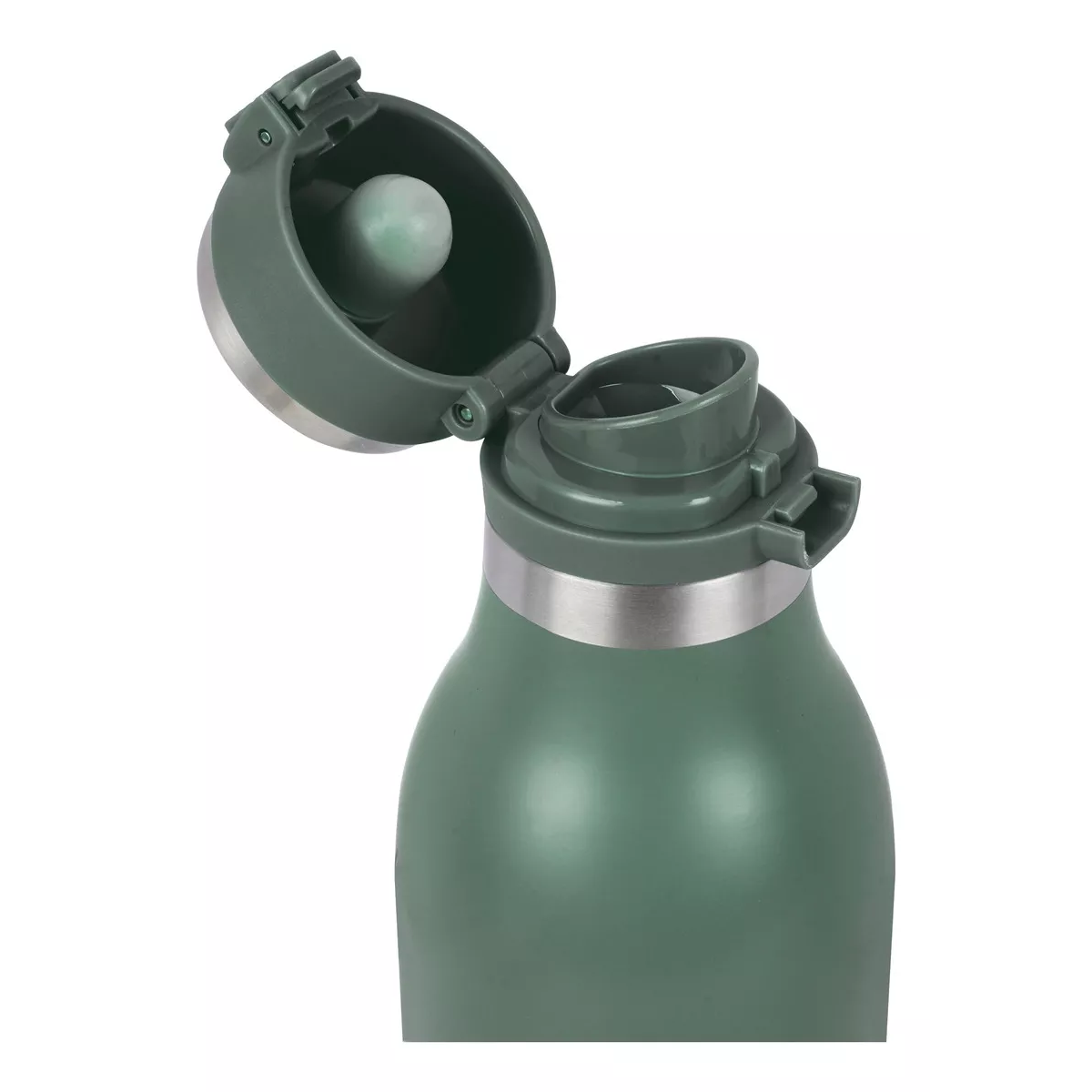 Termo De Acero Inoxidable Grande 750 Ml Botella Antiderrame Color Verde Musgo.