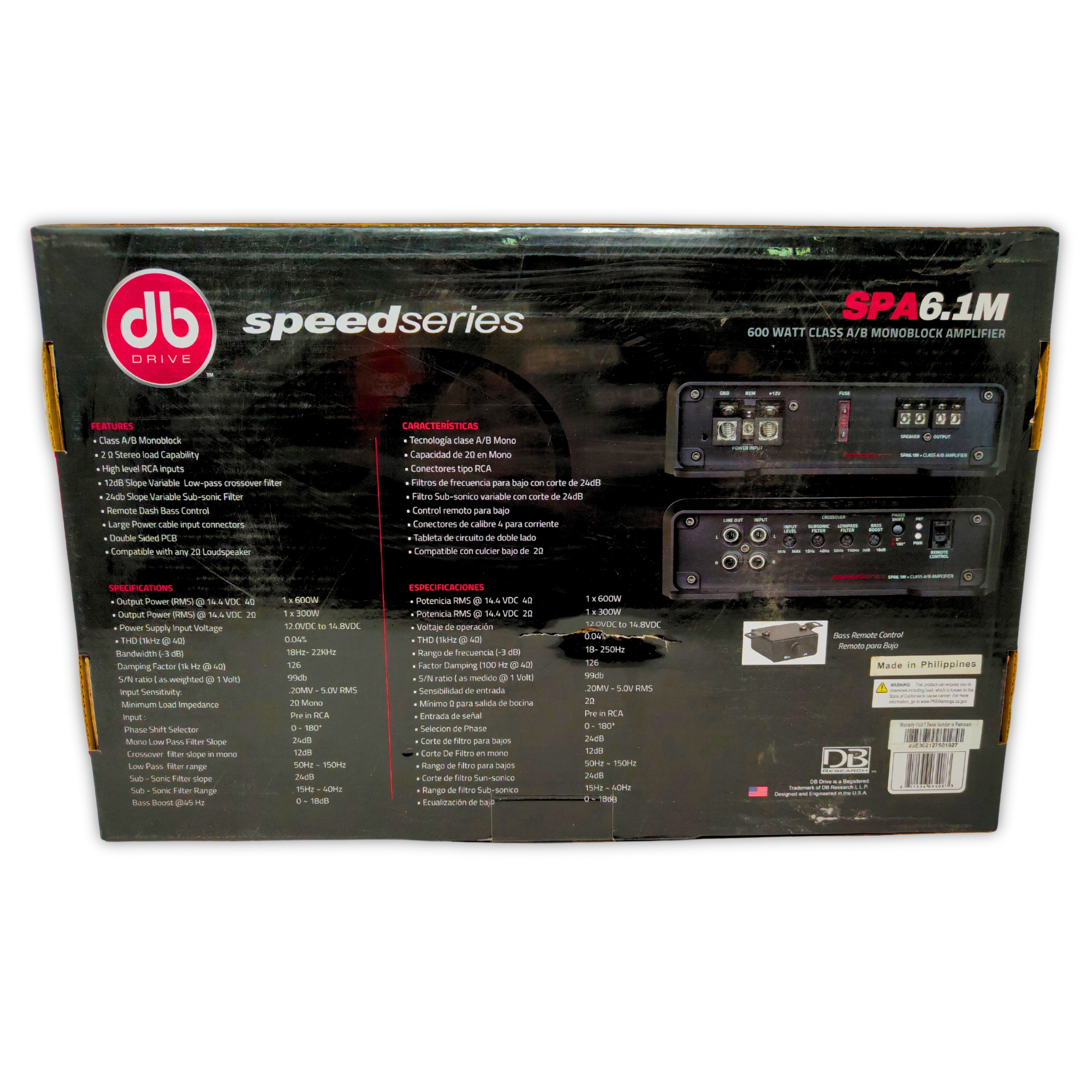 Amplificador Monoblock DB Drive SPA6.1M Speed Series.