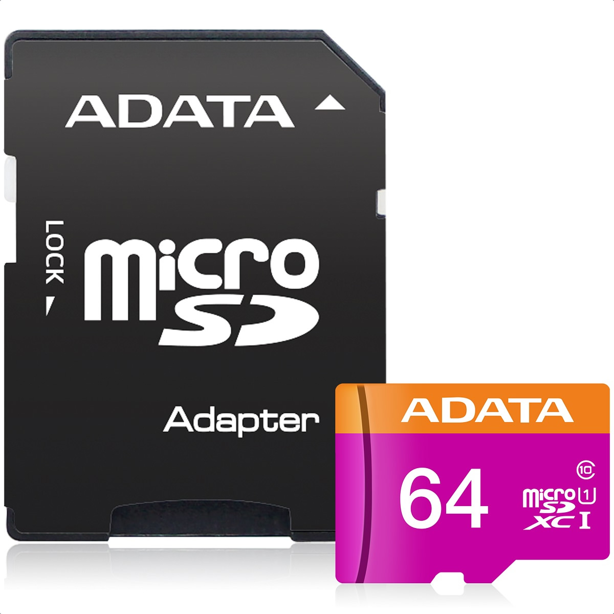 Memoria MicroSD 64 GB Adata SDXC Con Adaptador Clase 10 AUSDX64GUICL10-RA1.