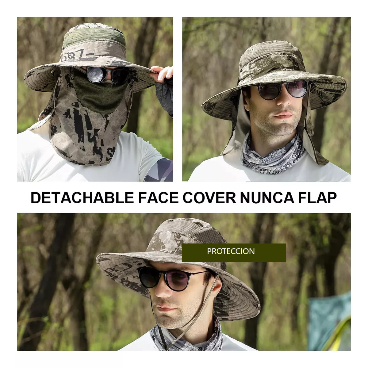 Gorra De Pesca Viseras Para Unisex 360° Anti-uv Y Mangas Mod.2.