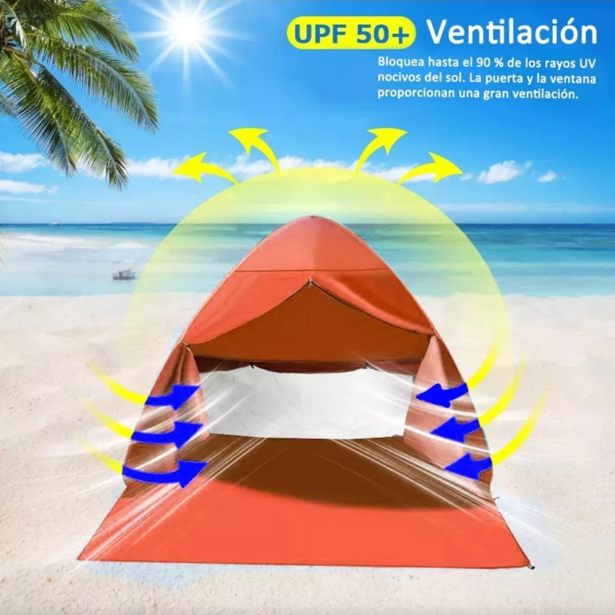 Tienda Carpa Refugio Para Playa Cámping Viaje Al Aire Libre Naranja.