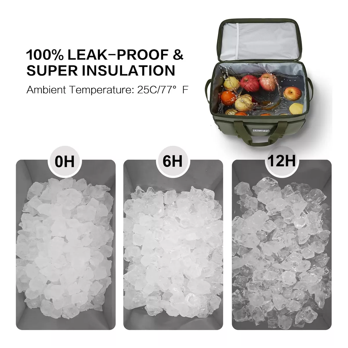 Hielera Portatil Bolsa Enfriador Impermeable 30l Verde.