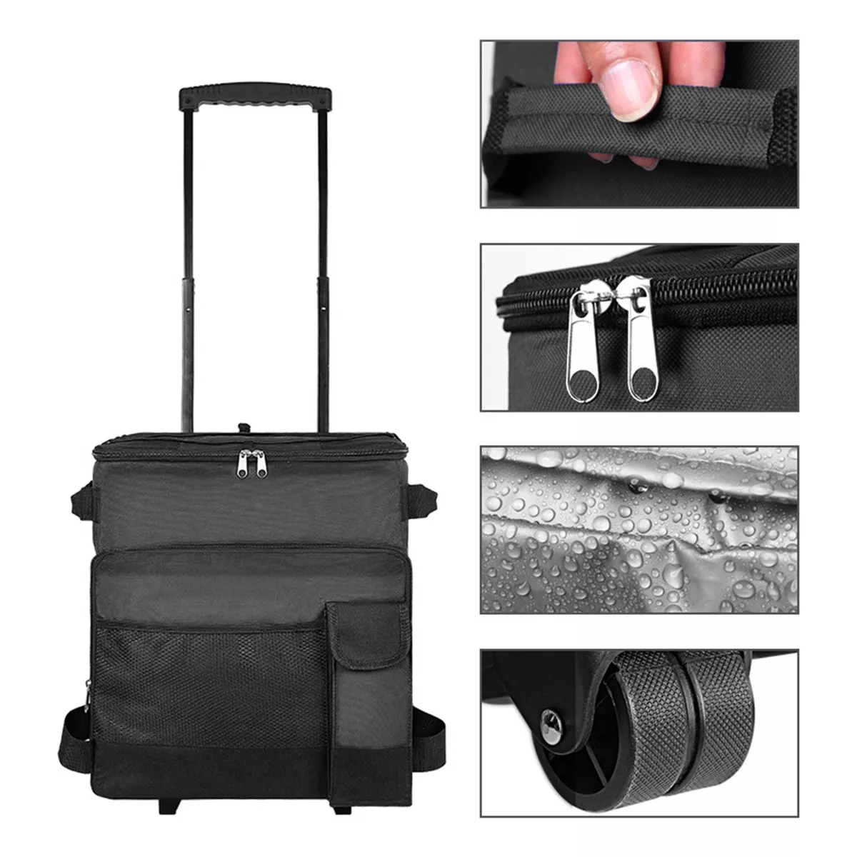 Mochila Hielera Con Ruedas Bolsa Térmica Portatil 43l Negro.