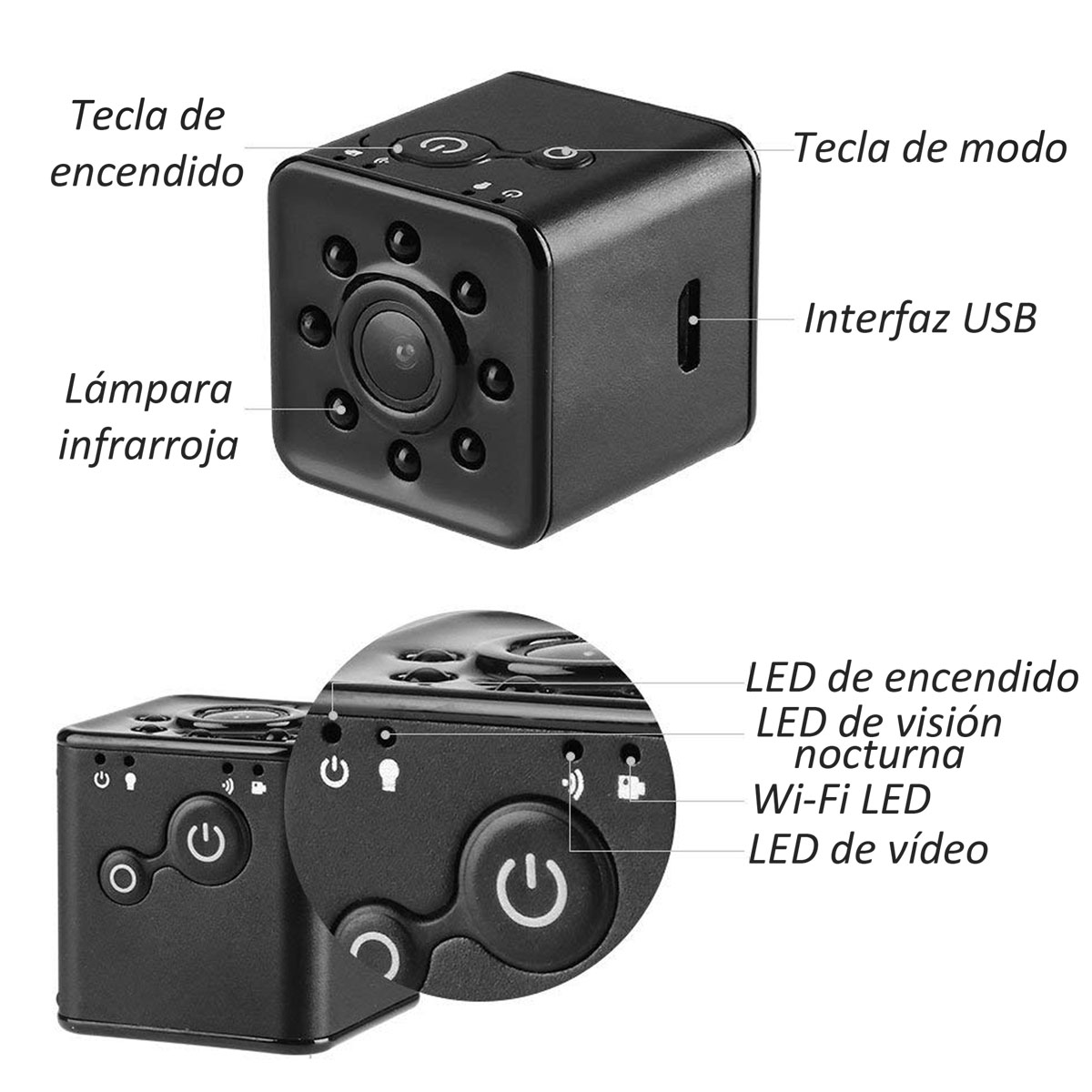 Mini Cámara Espia 2k 1080p Con Visión Nocturna Sq13 Wifi