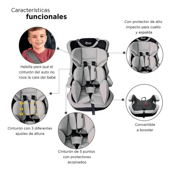 Autoasiento Booster D Bebe Maxi 2 En 1 Gris
