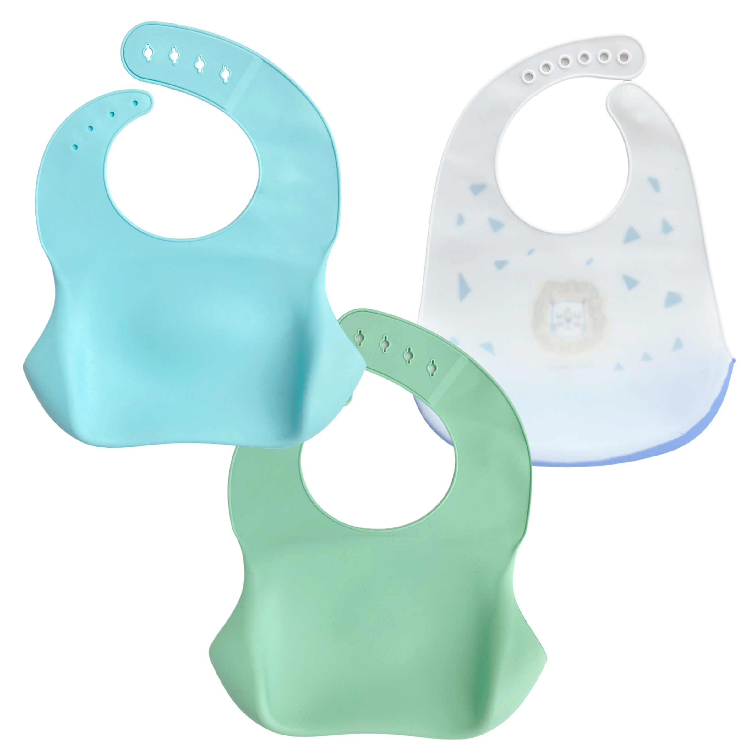 Set de 3 baberos Silicona Para Bebe Ecologico Impermeable