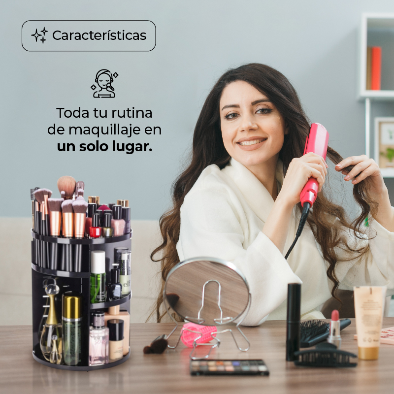 Organizador De Cosméticos Giratorio 360grados Varios Niveles ROSA