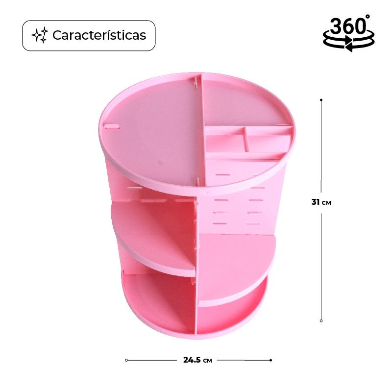 Organizador De Cosméticos Giratorio 360grados Varios Niveles ROSA