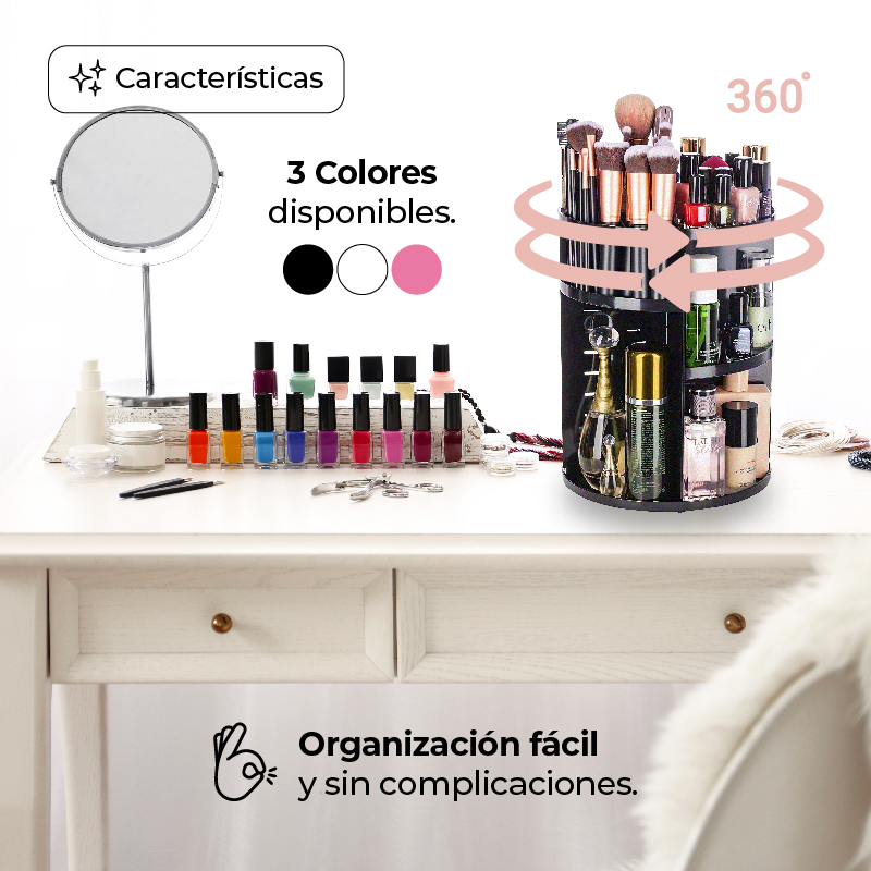 Organizador De Cosméticos Giratorio 360grados Varios Niveles ROSA
