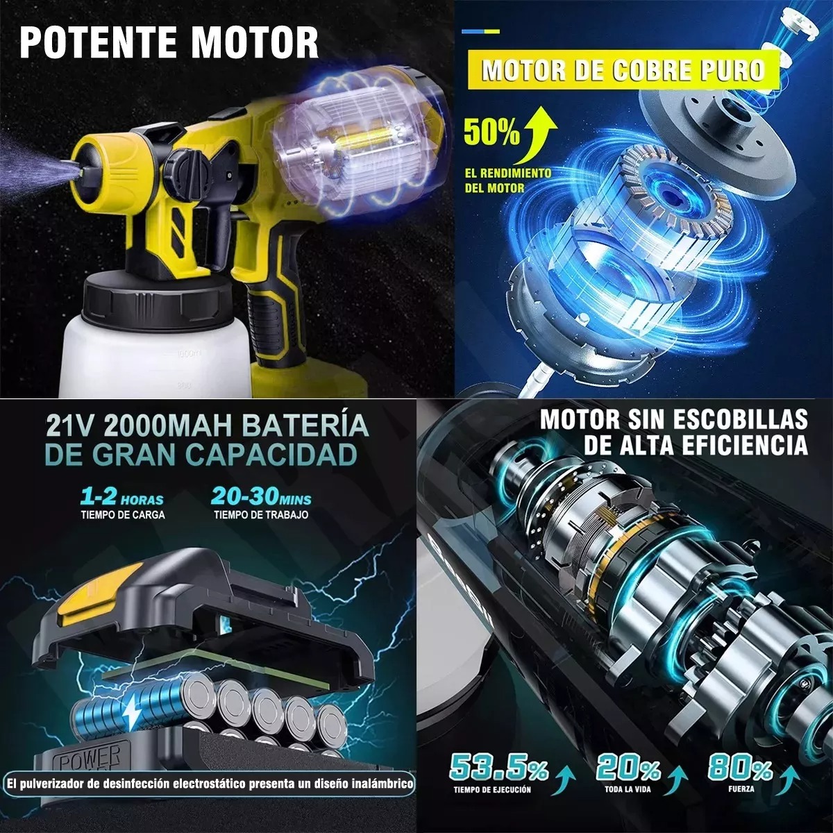 Máquinas Para Pintar Pulverizador Pintura Inalámbrico 1000ml.