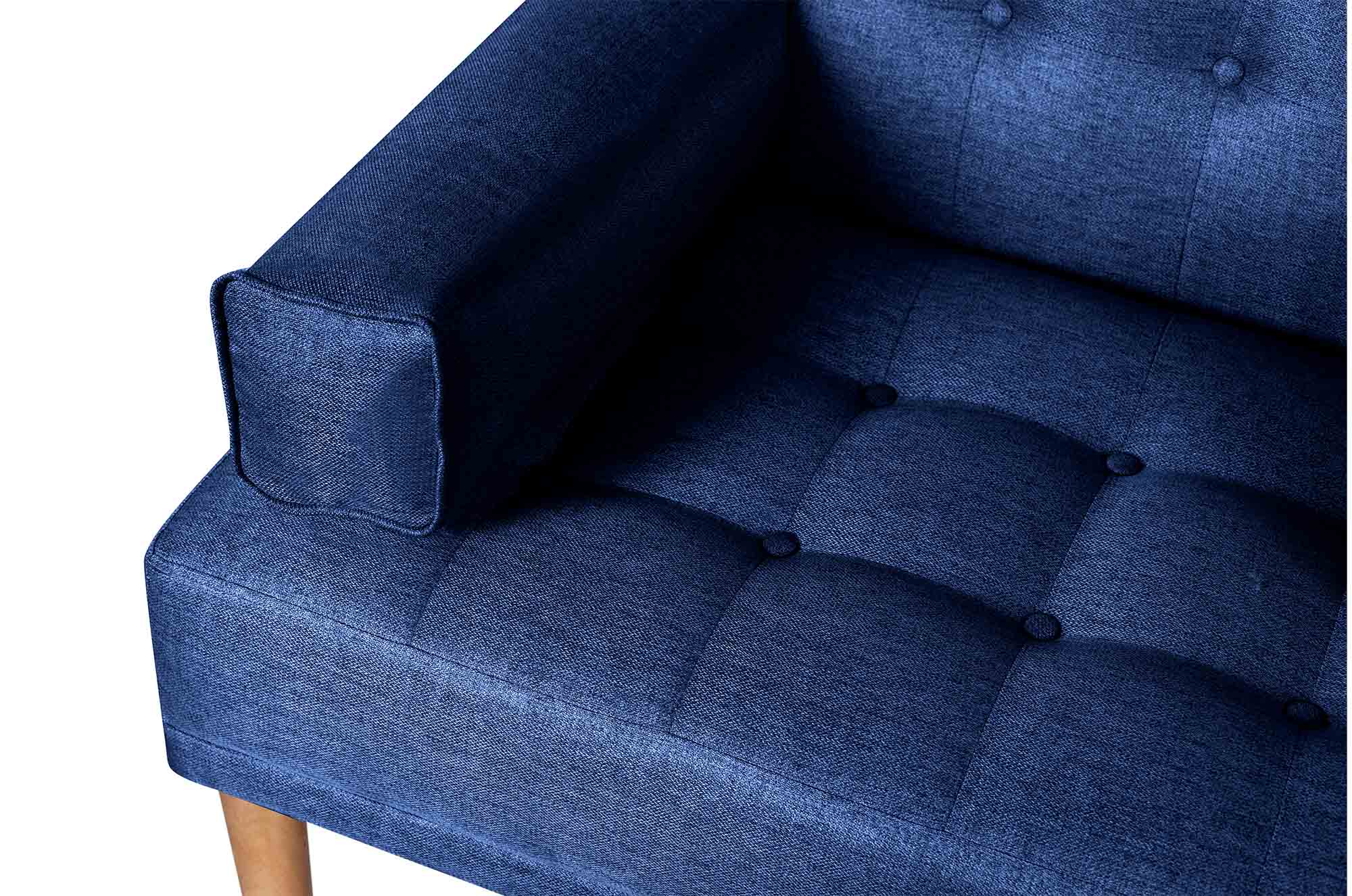 Sofá Cama Queen Azul  Makora Essentials de lino con portavasos.