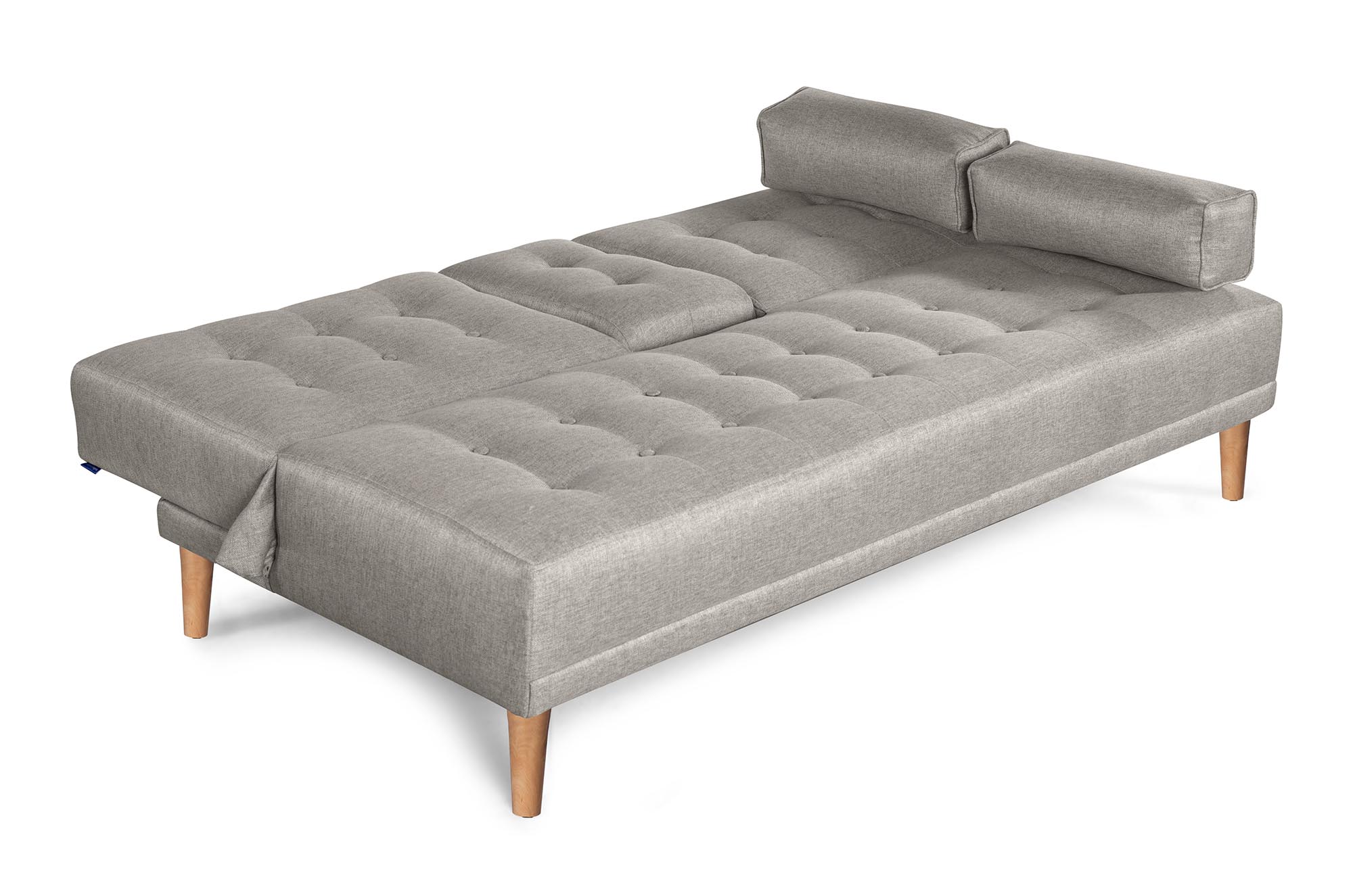 Sofá Cama Queen Gris Claro Makora Essentials de lino con portavasos.