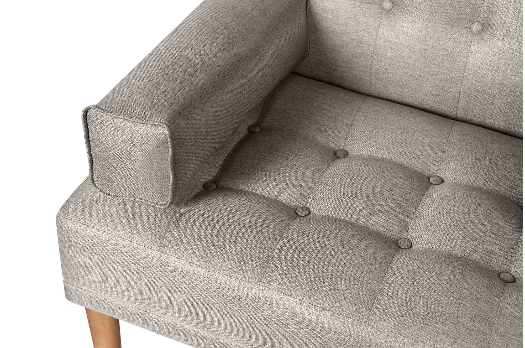 Sofá Cama Queen Gris Claro Makora Essentials de lino con portavasos.
