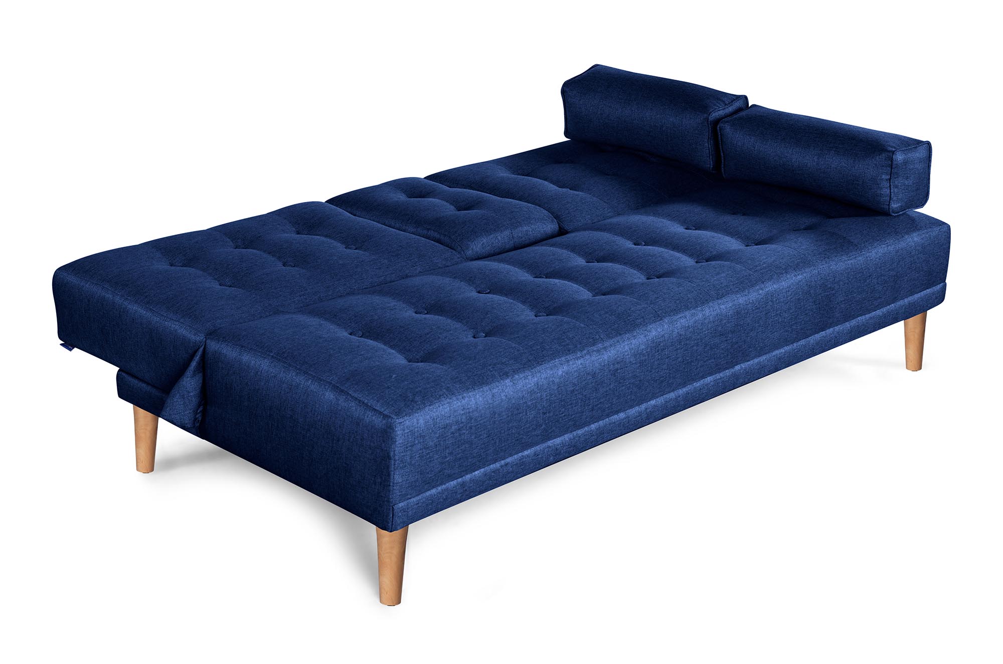 Sofá Cama Queen Azul  Makora Essentials de lino con portavasos.