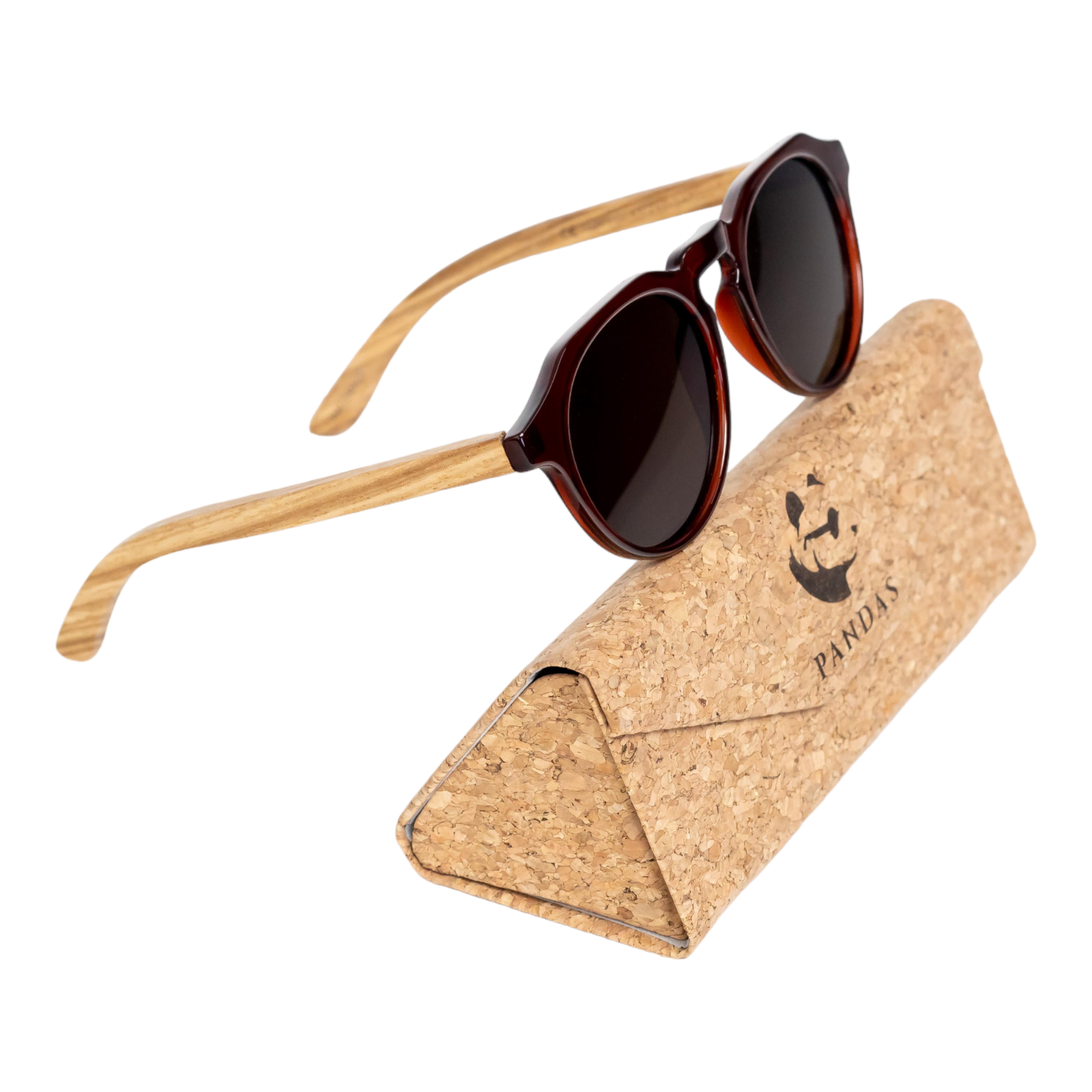 Lentes Gafas de Sol PANDAS Unisex para Hombre y Mujer Polarizados Redondos Circulares Oscuros de Madera UV400 Gavial Café.