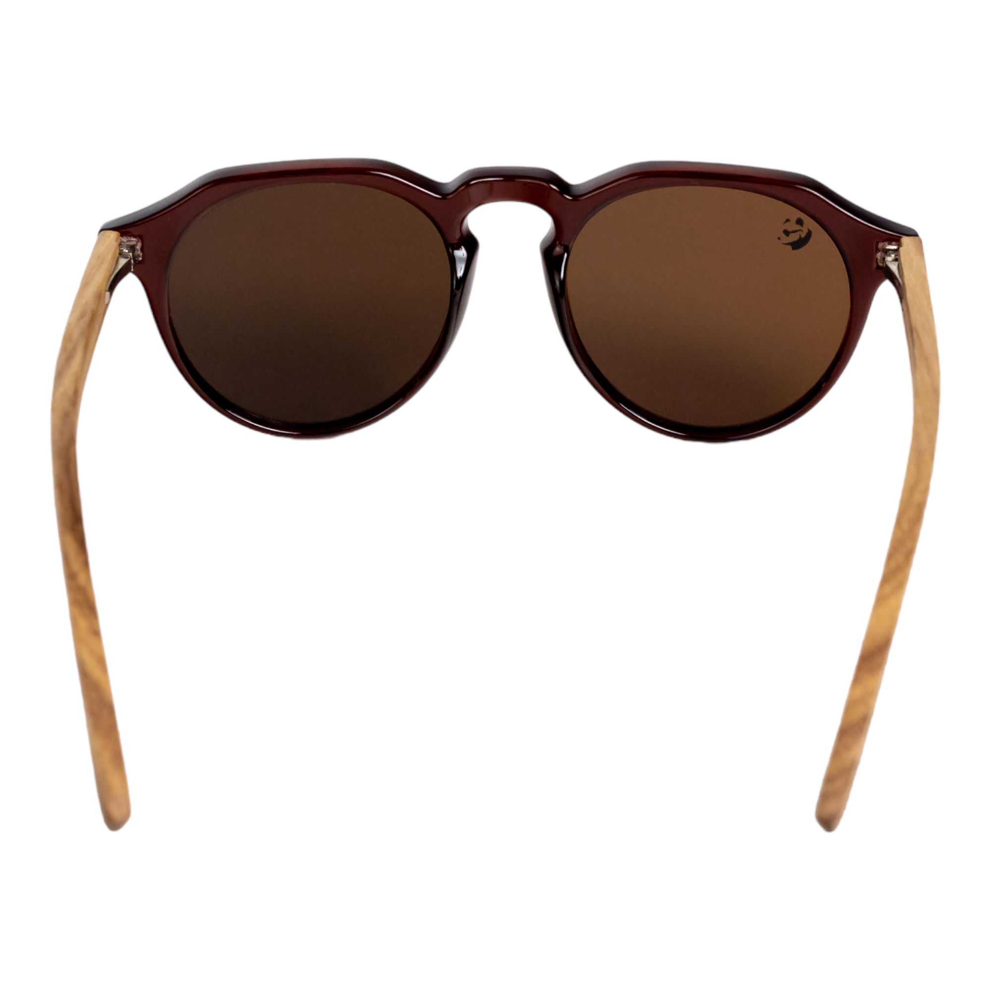 Lentes Gafas de Sol PANDAS Unisex para Hombre y Mujer Polarizados Redondos Circulares Oscuros de Madera UV400 Gavial Café.