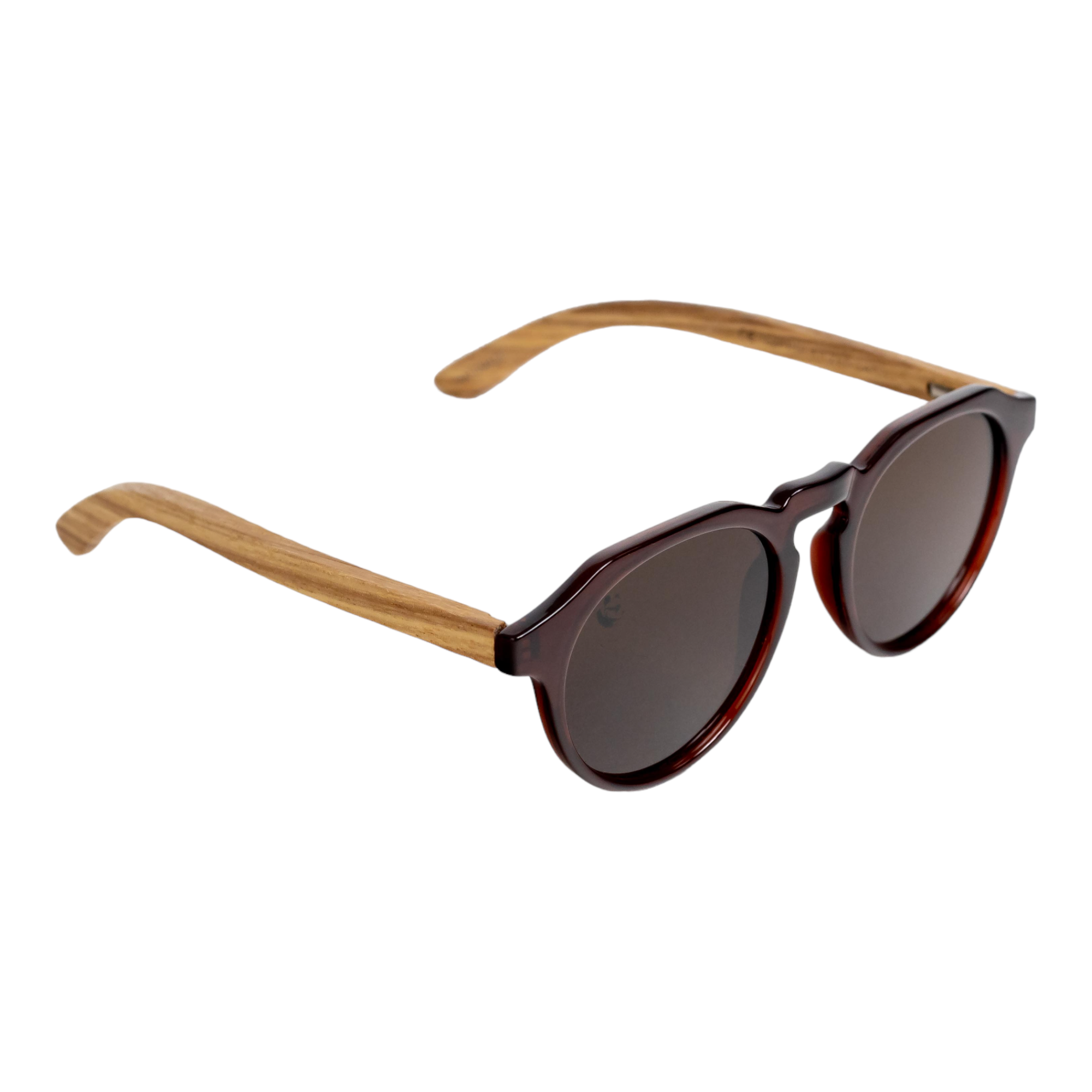 Lentes Gafas de Sol PANDAS Unisex para Hombre y Mujer Polarizados Redondos Circulares Oscuros de Madera UV400 Gavial Café.