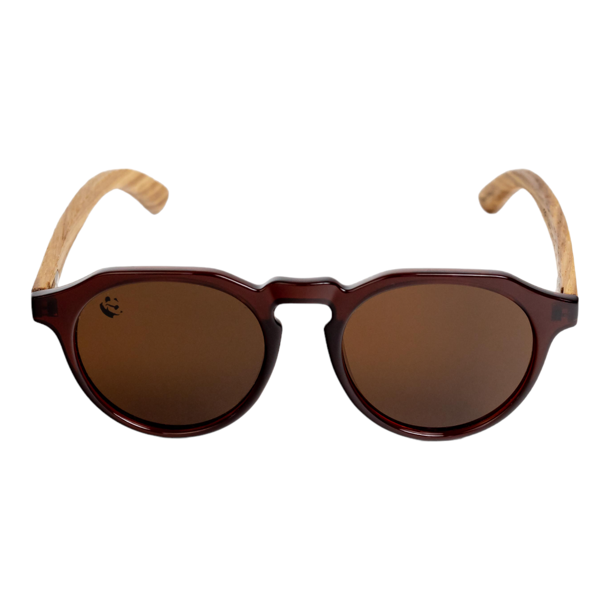 Lentes Gafas de Sol PANDAS Unisex para Hombre y Mujer Polarizados Redondos Circulares Oscuros de Madera UV400 Gavial Café.