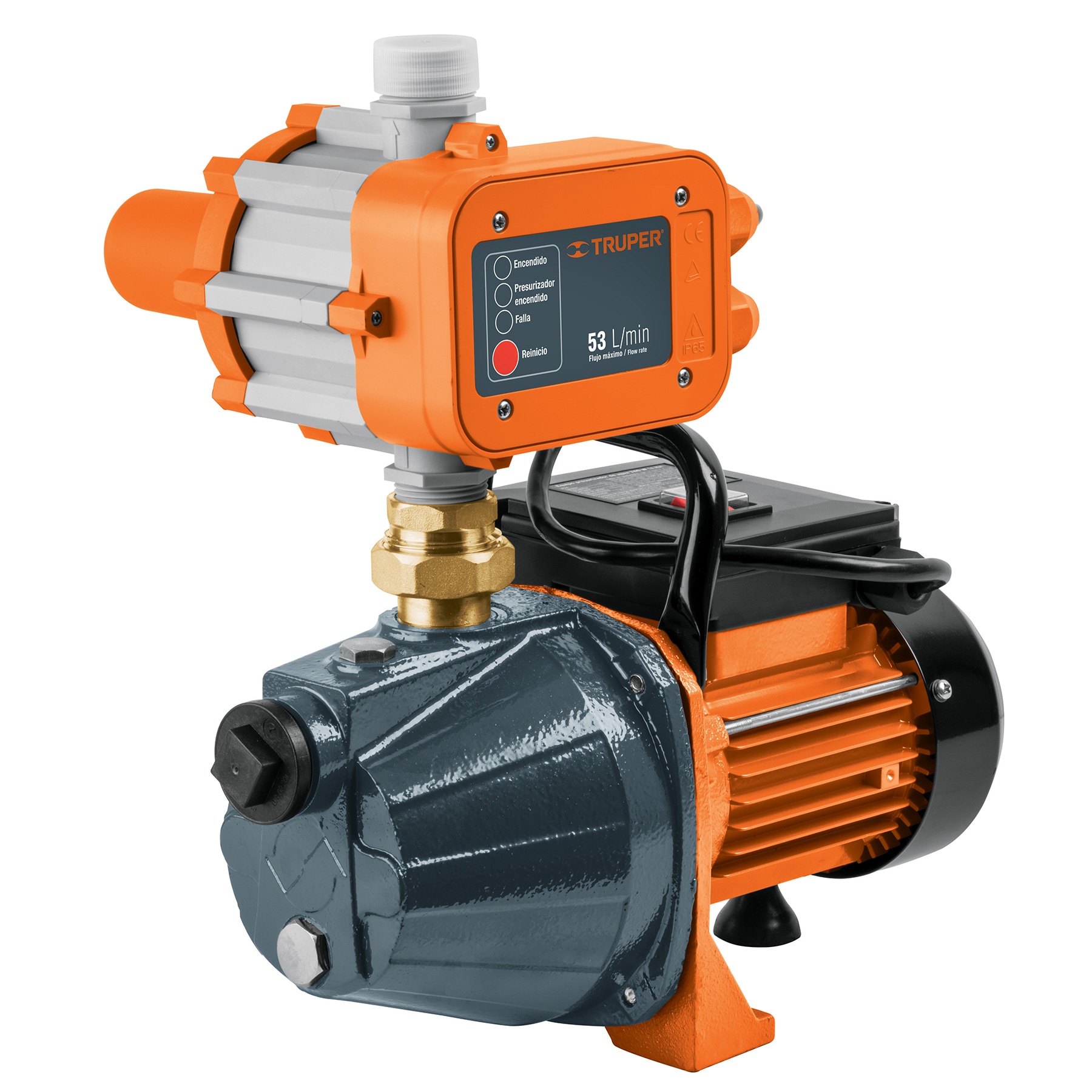 Bomba presurizadora jet hierro Truper 1 HP con control 19397 naranja