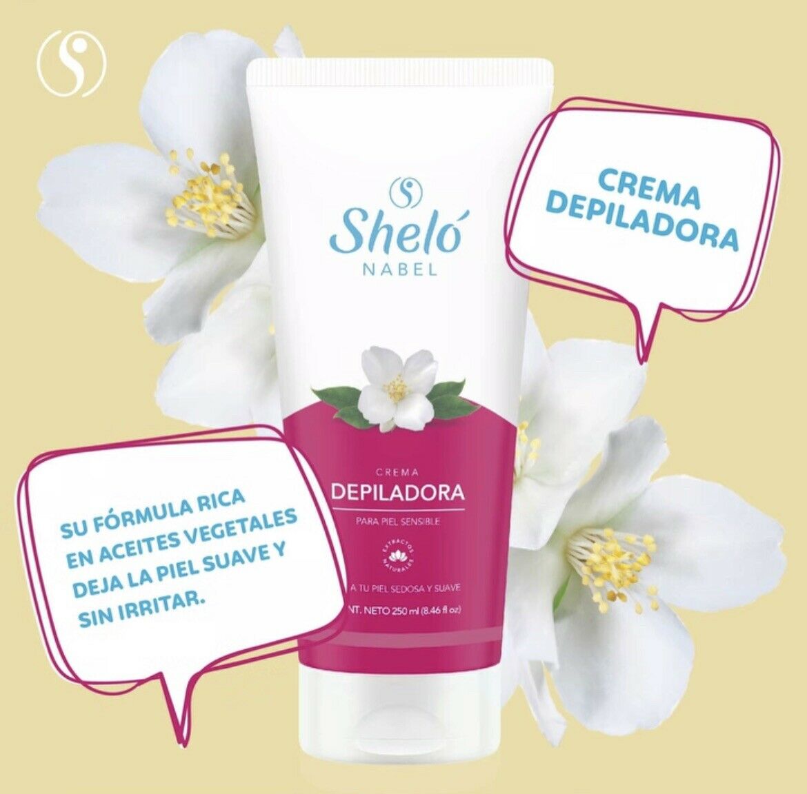 Crema Depiladora Sheló Original Piel Sensible Inhibe Crecimiento de Vello.