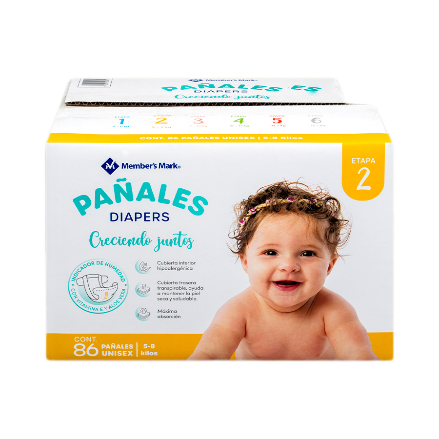 Pañales Etapa 2 Unisex 86 Pzas 5-8 Kg Hipoalergénico Premium.