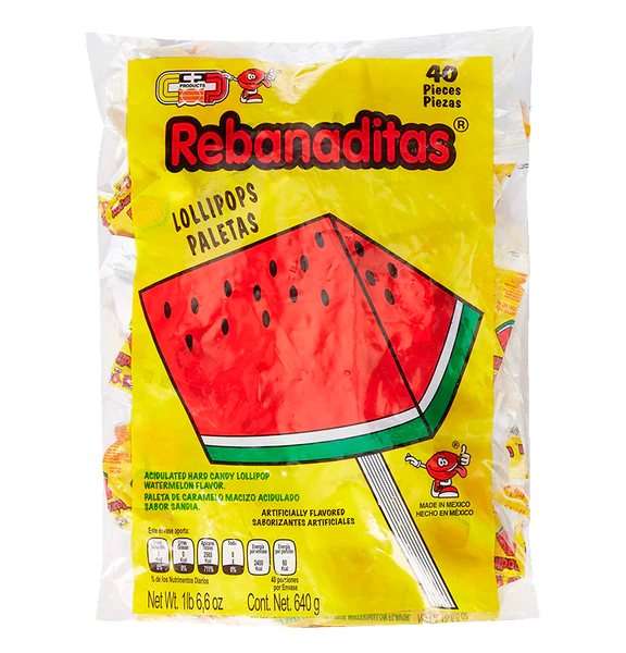 Paleta Rebanadita Sabor Sandía sin Chile Bolsa 40pzs.
