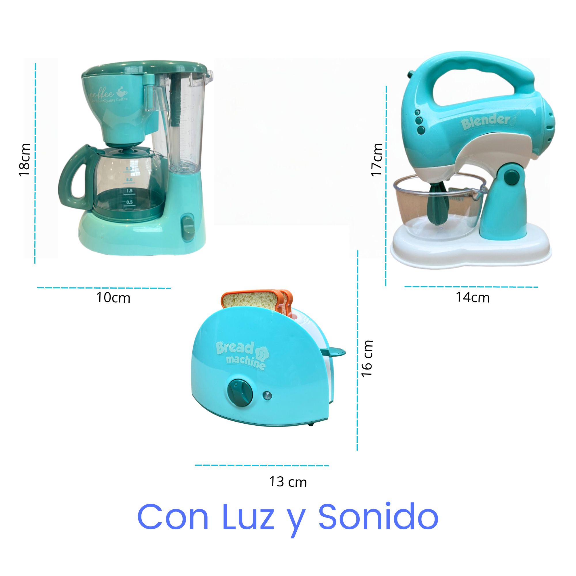 Set De Electrodomésticos De Cocina De Juguete – Cafetera, Batidora, Tostadora Y Exprimidor Con Luces Y Sonidos – Juego De Rol Para Niñas Y Niños De 3 A 8 Años – Incluye Delantal Y Accesorios