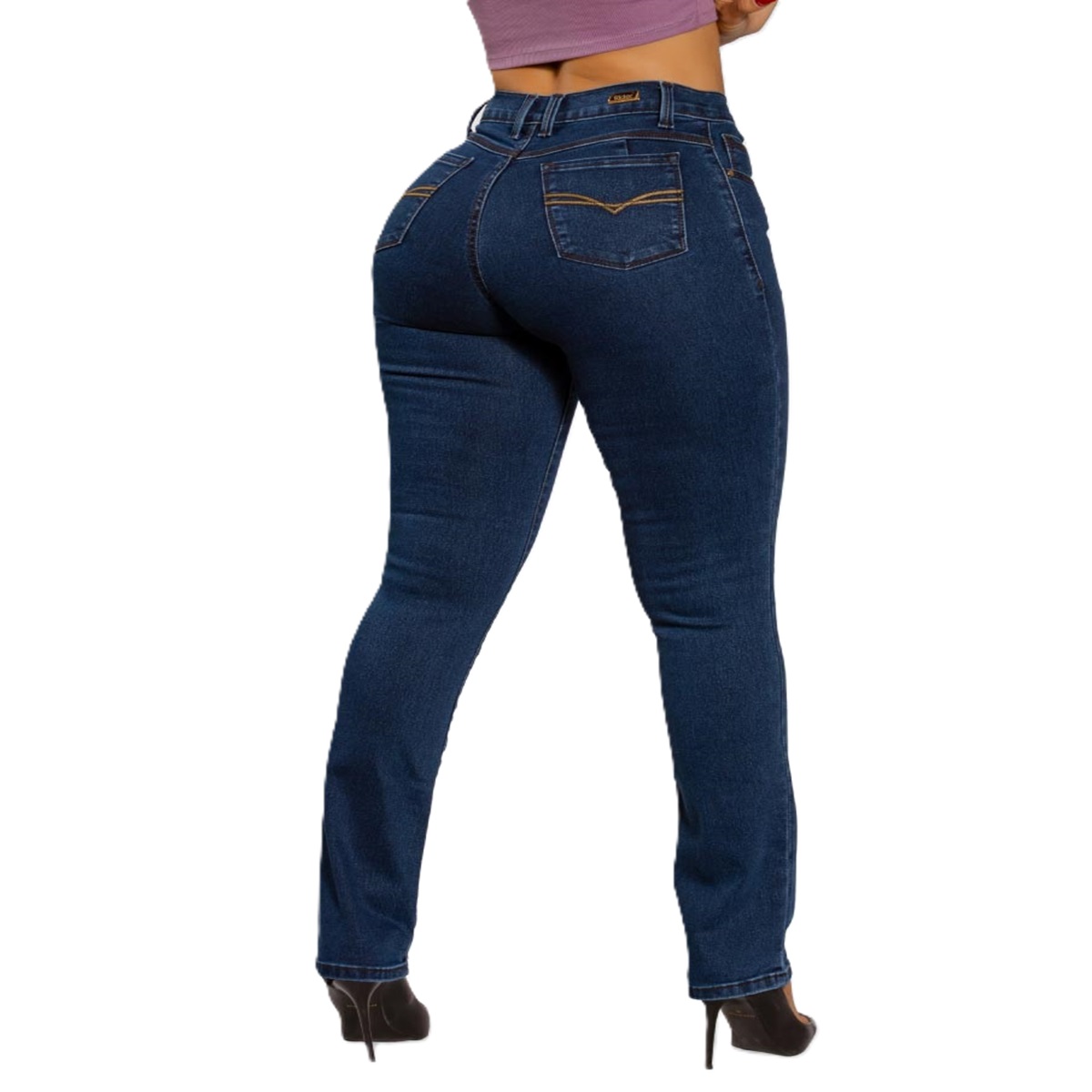 PANTALÓN DE MEZCLILLA CORTE RECTO DE DAMA