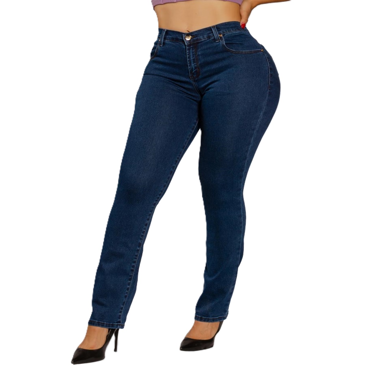 PANTALÓN DE MEZCLILLA CORTE RECTO DE DAMA