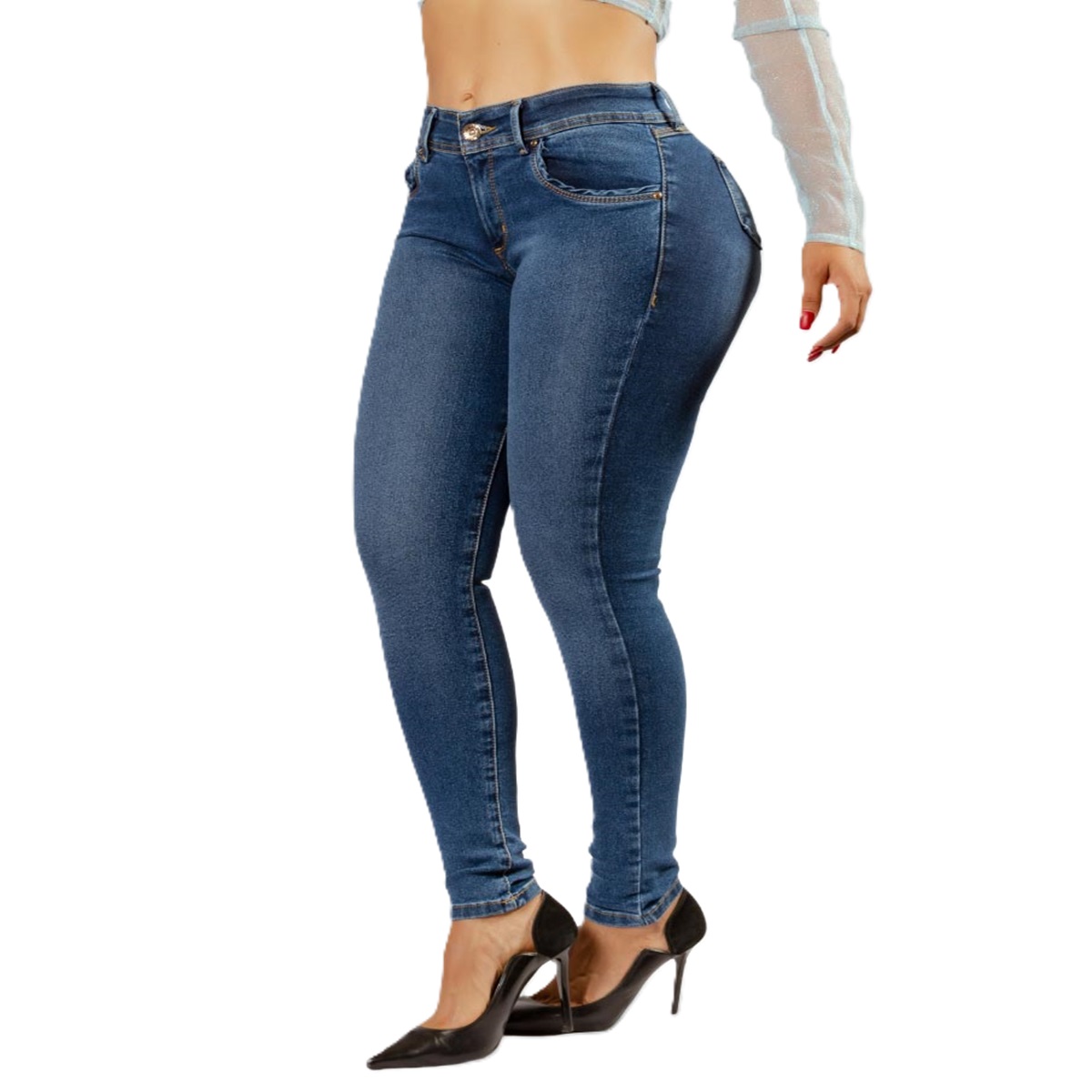 PANTALÓN DE MEZCLILLA CORTE RECTO DE DAMA