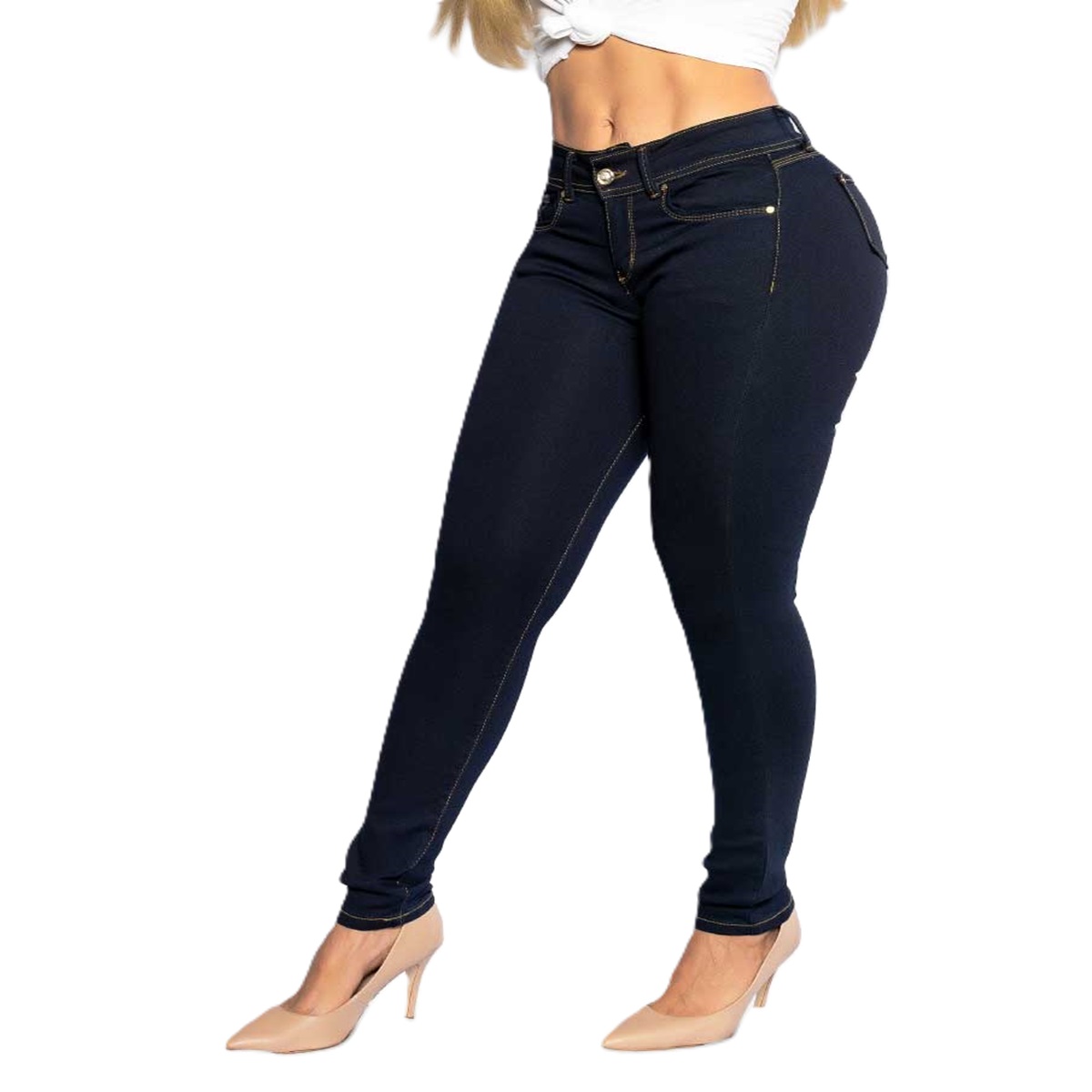 PANTALÓN DE MEZCLILLA CORTE RECTO DE DAMA