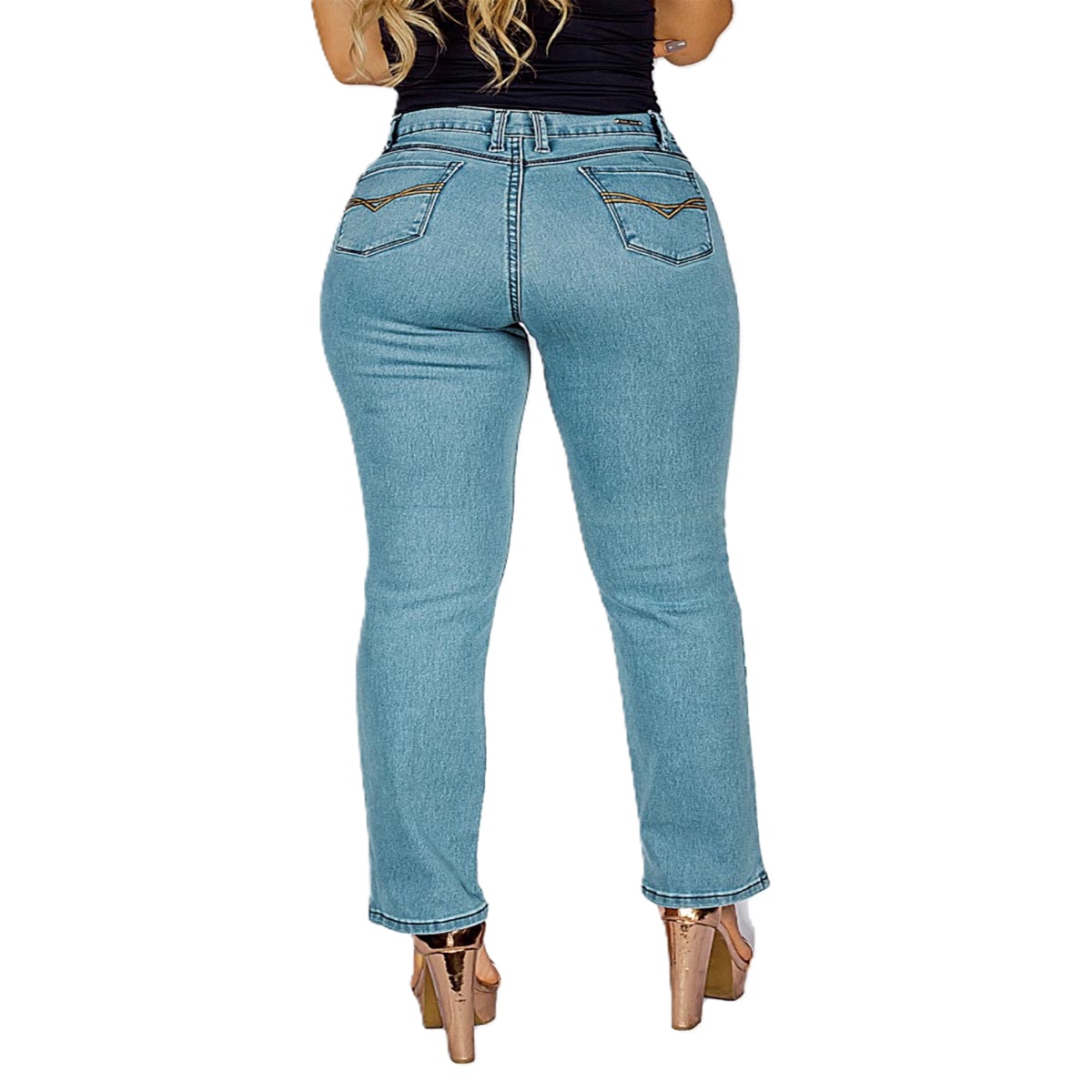 PANTALÓN DE MEZCLILLA CORTE RECTO DE DAMA