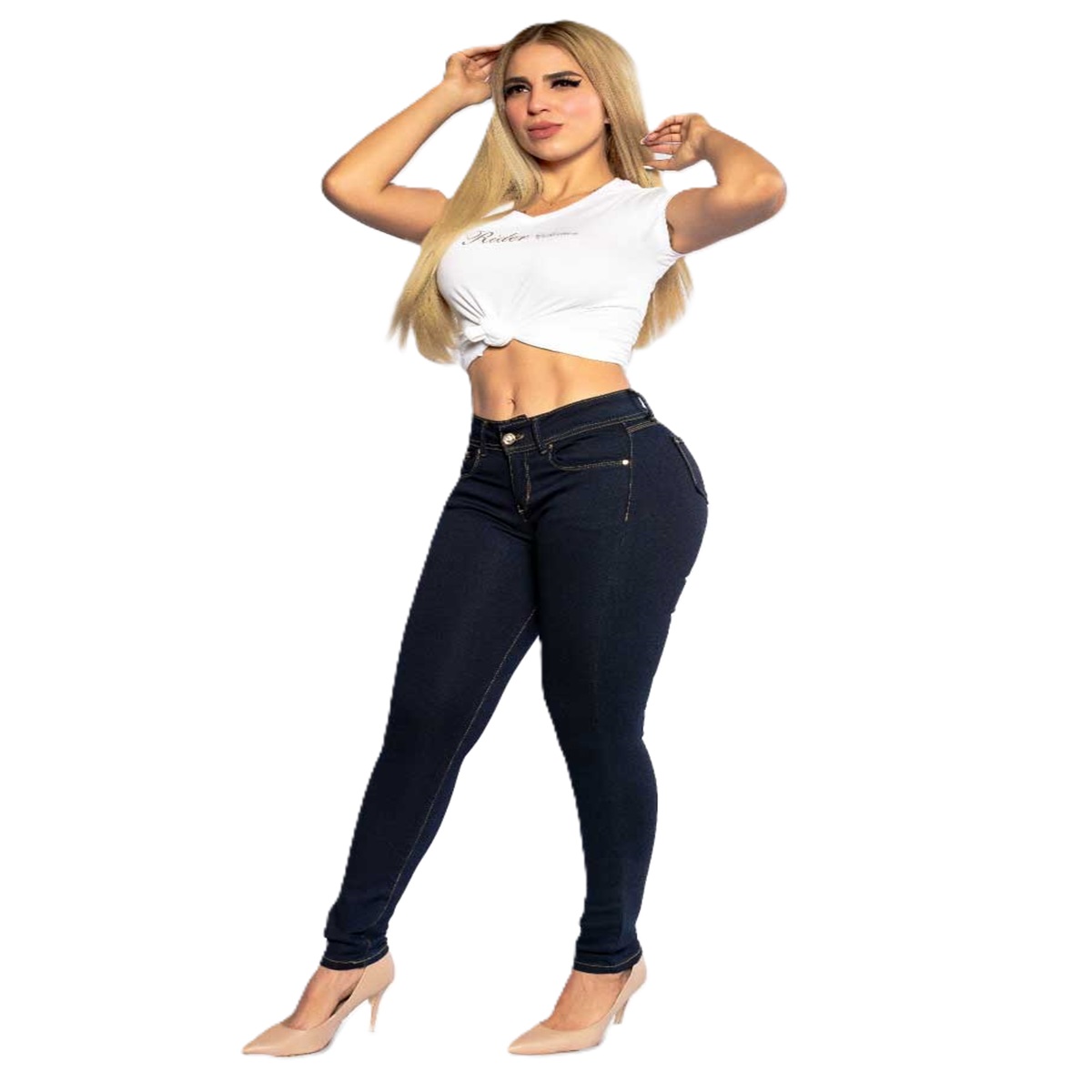 PANTALÓN DE MEZCLILLA CORTE RECTO DE DAMA