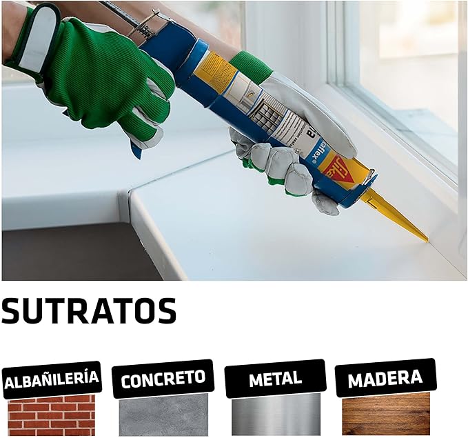 Sellador elástico Sikaflex 1A -  Uso Interior y Exterior - Negro - Cartucho 300 ml.