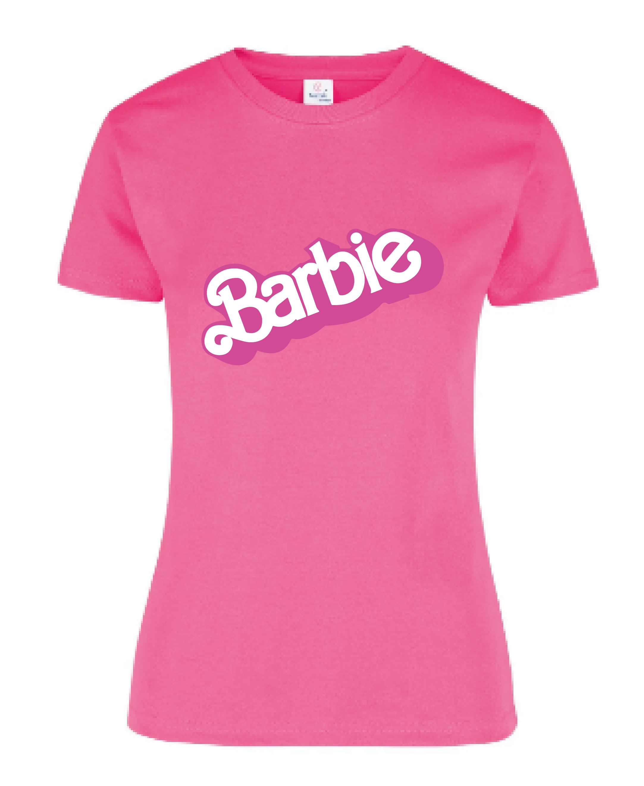 Playera Camiseta Blusa de moda para mujer Barbie logo inclinado