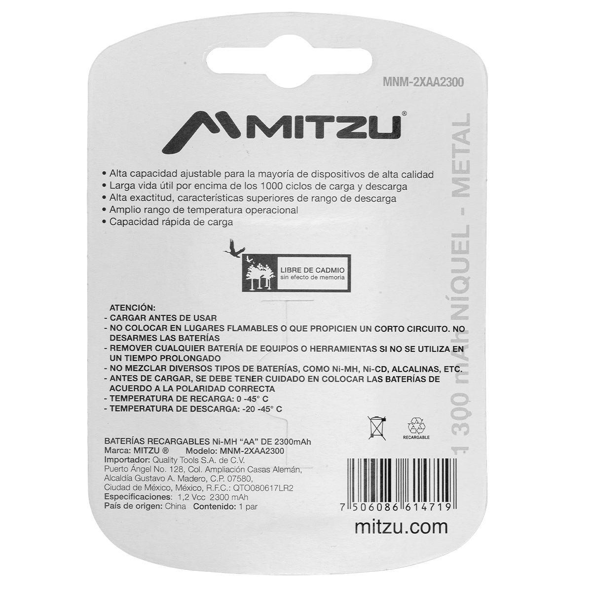 Batería Recargable Aa De Ni-mh Mnm-2xaa2300.