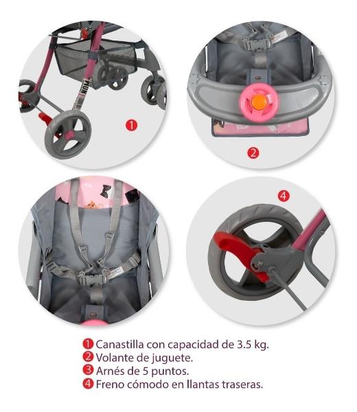 Carriola Trendy Kids Happy Reclinable Ligera Rosa