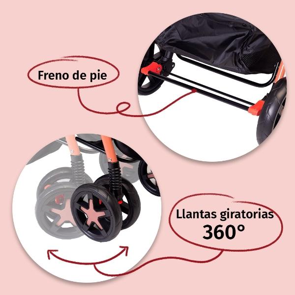 Carriola Starkids Linx Reversible Mosquitero Reclinable Rojo