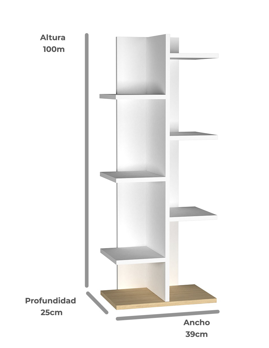 Librero Minimalista, Modelo Fit, Color Blanco.