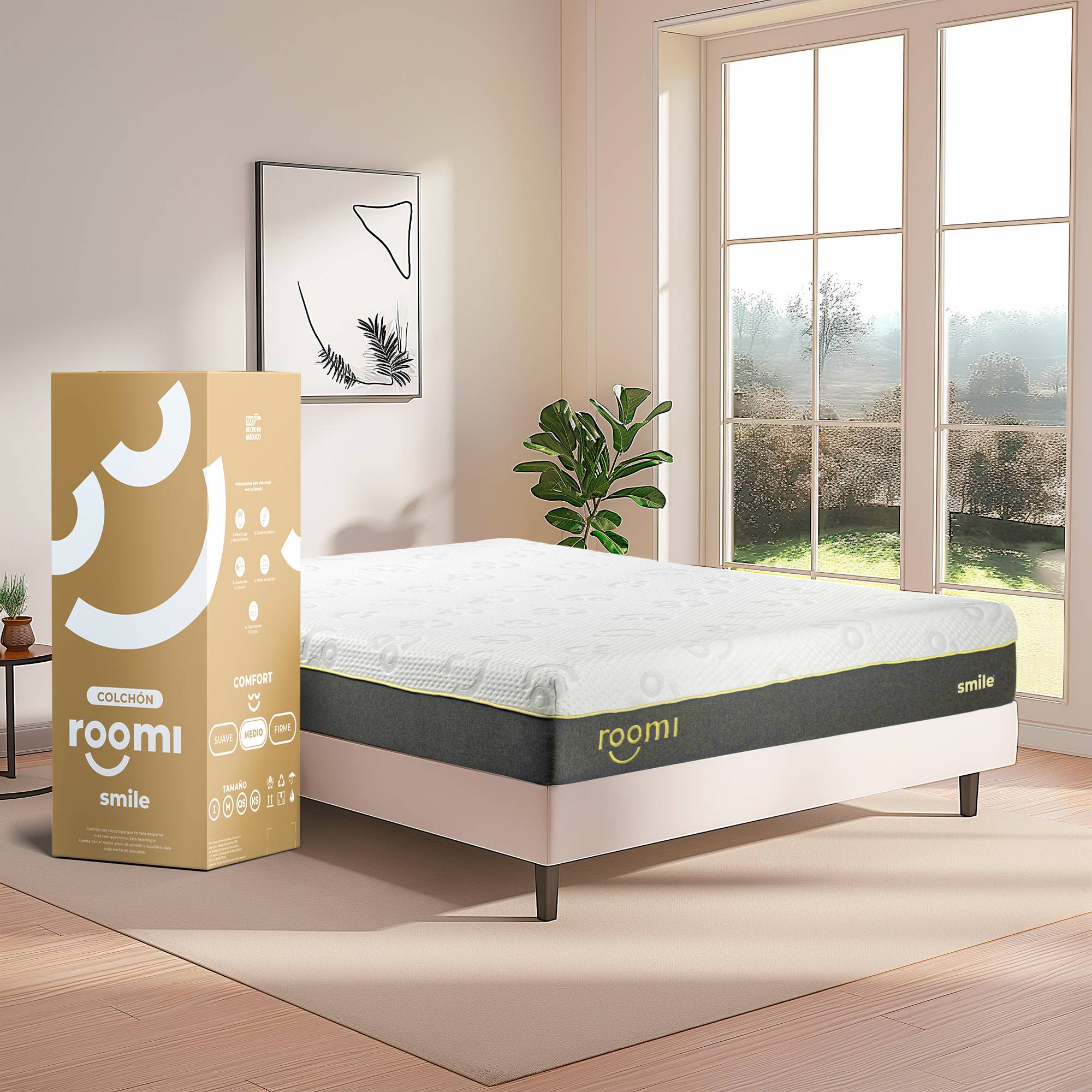 Colchón en Caja King Size Roomi Smile De Memory Foam Confort Medio.