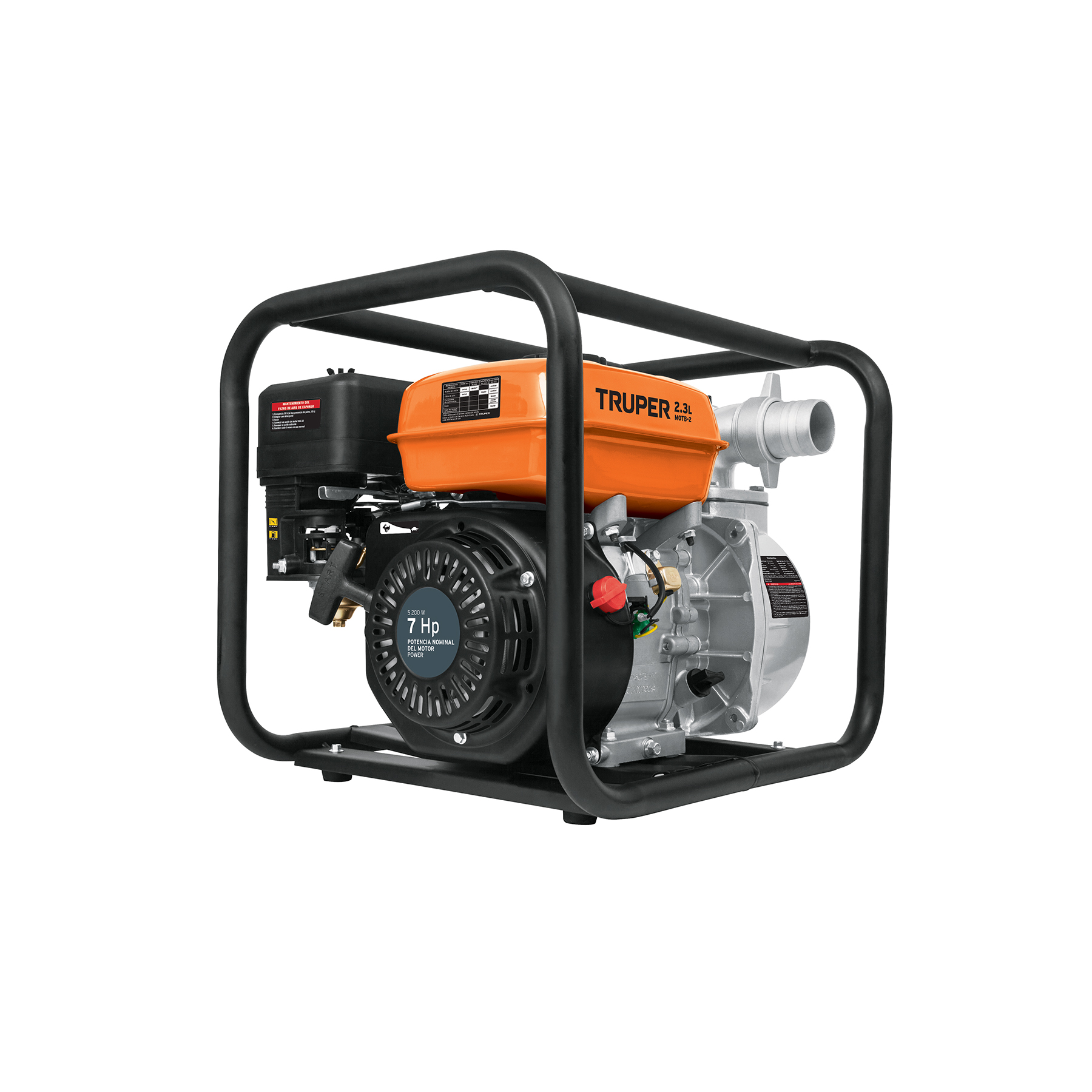 Motobomba autocebante Truper 2 x 2 pul a gasolina 7 HP 17116 naranja