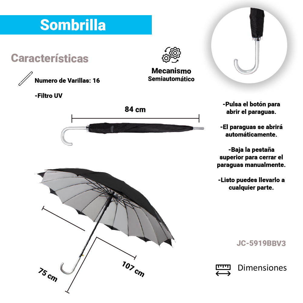 Paraguas Sombrilla Doble Tela Semiautomático Con Filtro Importadora La Merced.