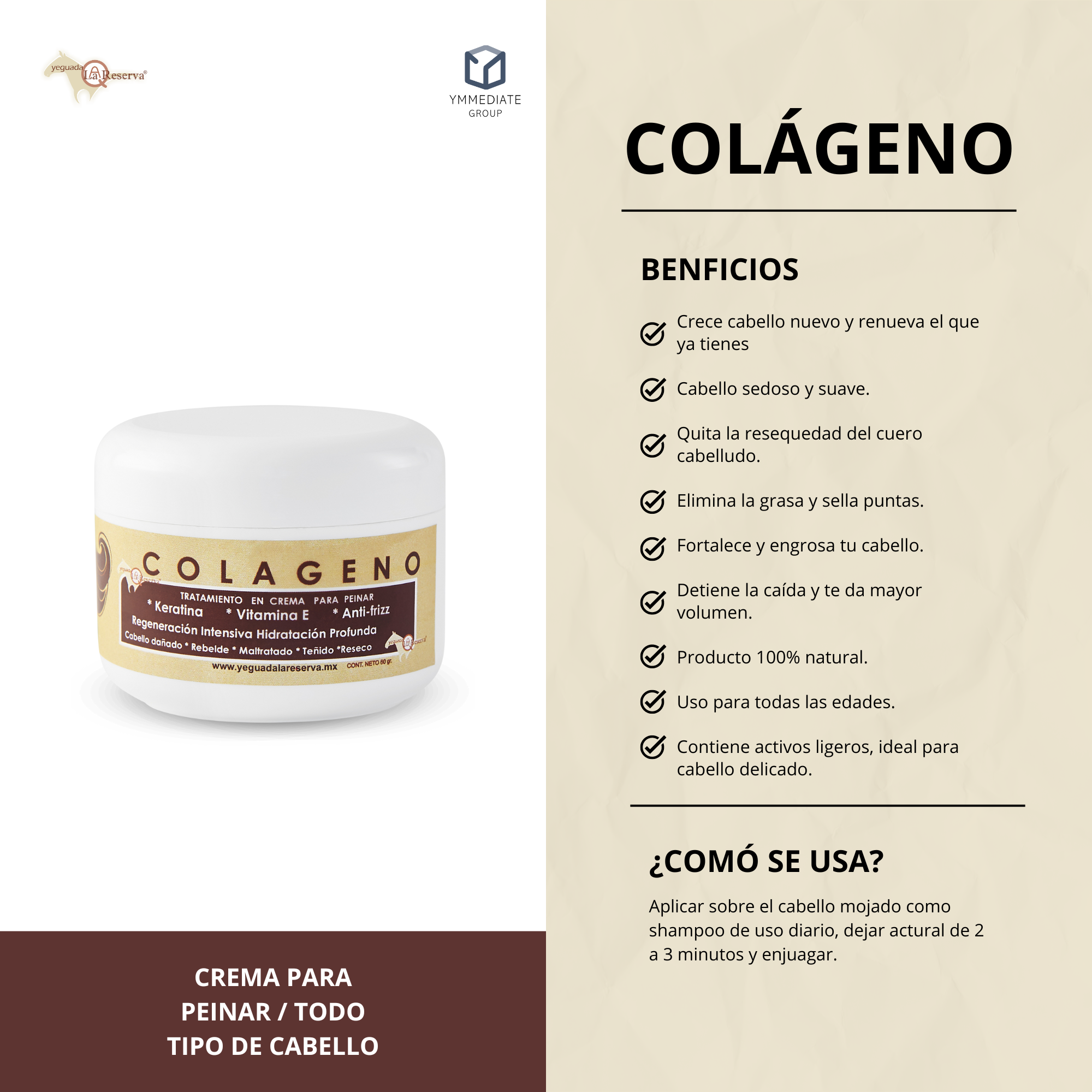 2 Shampoo Yeguada la Reserva de litro y 2 Colágenos chicos de 60 gramos cada uno. Productos originales. Este es el shampoo de caballo de uso humano anticaida y crecimiento del cabello con el colágeno capilar para obtener cabello sedoso y saludable
