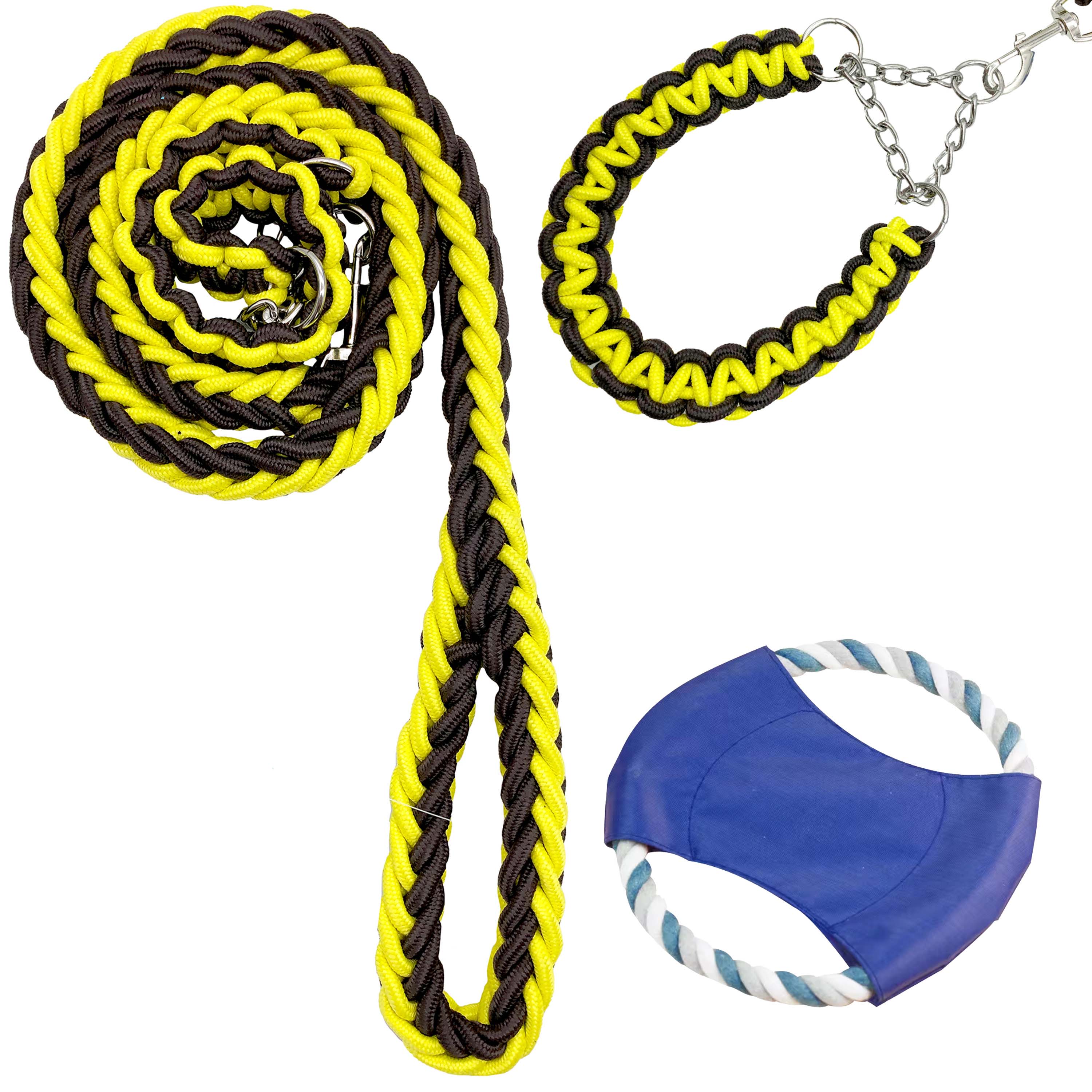 Correa colllar Perro Raza Grande seguridad Trenzada Bitonos.